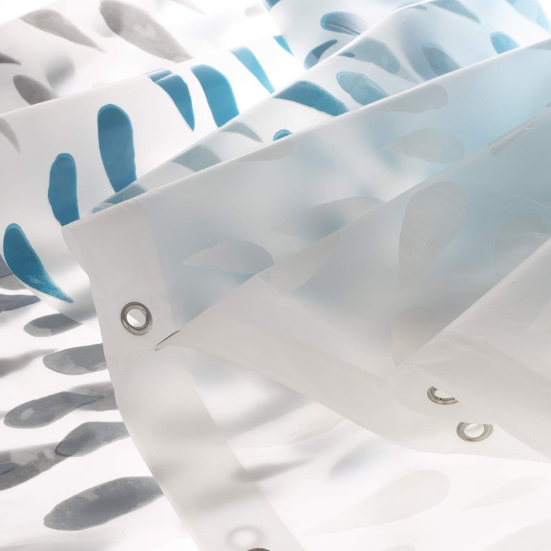 Bath Bliss Design PEVA Shower Curtain | Dimensions: 70"x 72" | 12 Metal Grommets | Bathroom Accessories | Reinforced Mesh Trim | Ombre | Raindrop Blue - Image 3